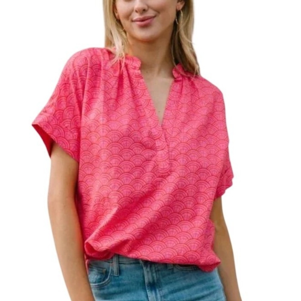 Michelle McDowell Womens Cosmos Pink Geometric Blouse Artsy  Bohemian
